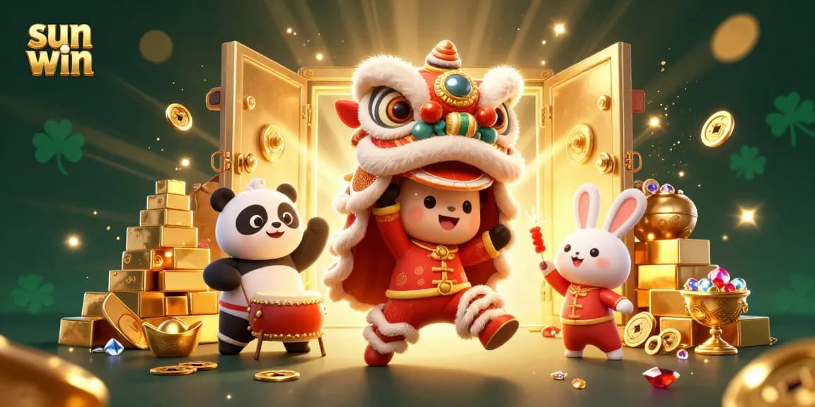 Experience the excitement of sun win with vibrant characters celebrating wins in a lively casino scene.