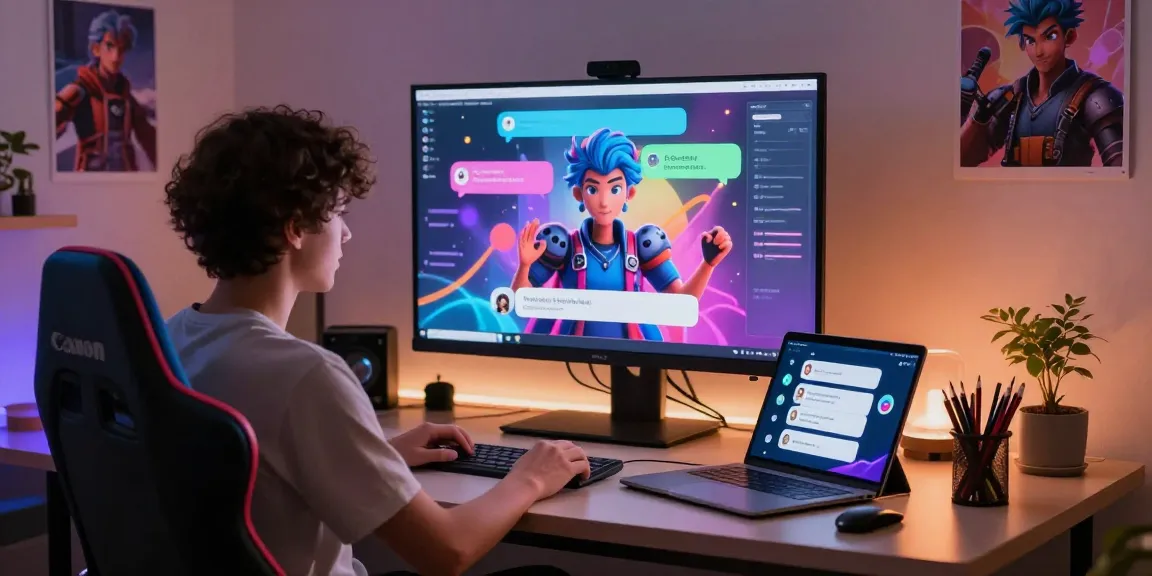 Engaging in an ai nsfw chat with interactive digital character in modern workspace.