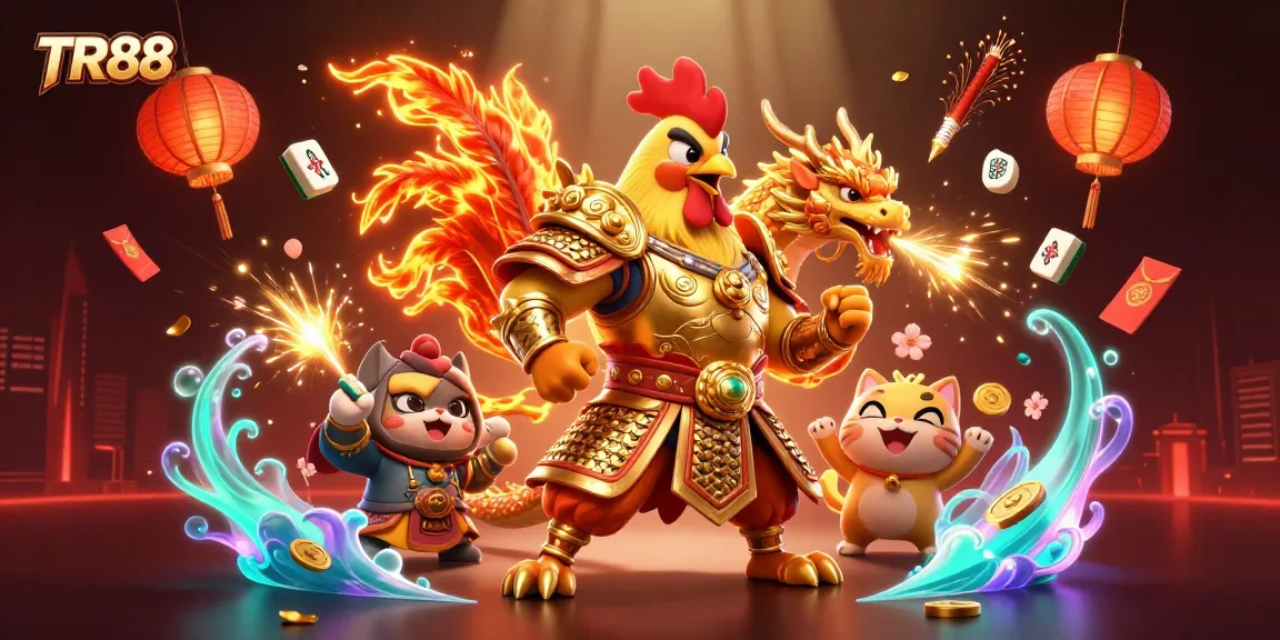 Engage in thrilling gameplay at TR88 with dynamic scenes of luck and fortune showcasing vibrant characters.