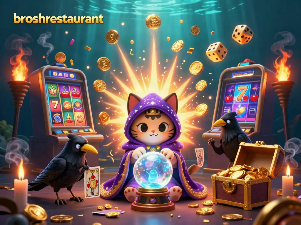 Experience broshrestaurant's thrilling jackpot action in an enchanting casino illustration.